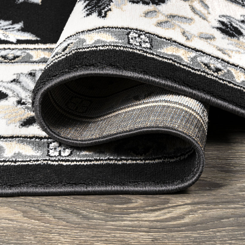 Charlton Home® Yeghivart Performance Black/Cream Rug & Reviews Wayfair